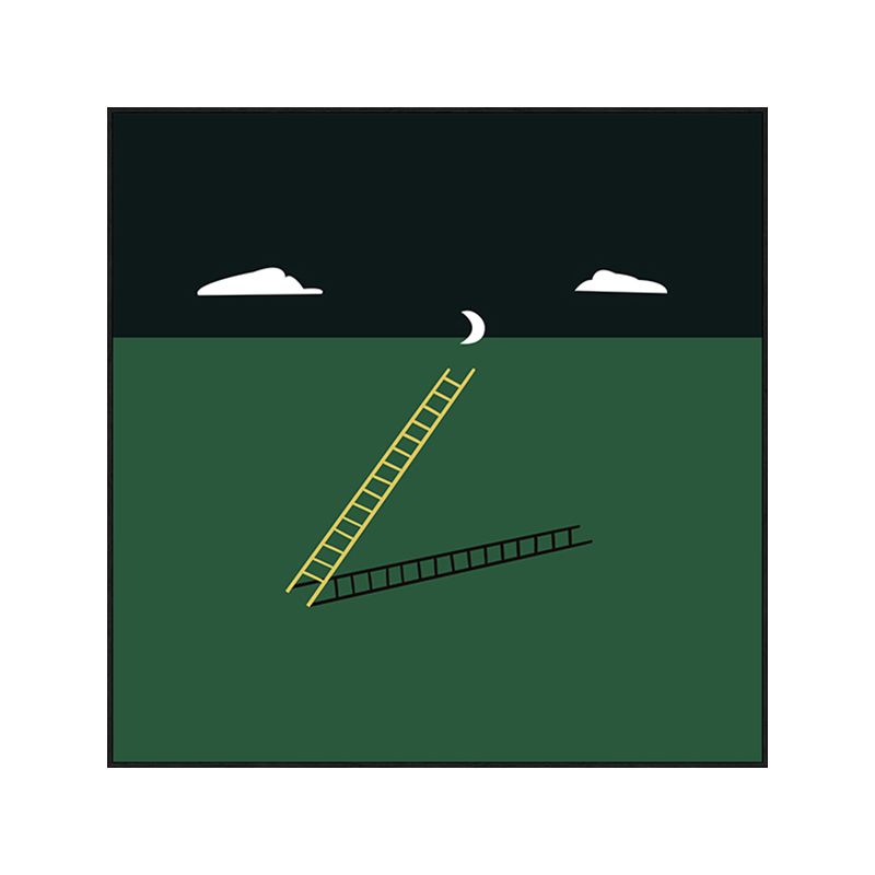 Green Minimalism Wall Art Illustration Scenery Canvas Print for House Interior, Multiple Sizes