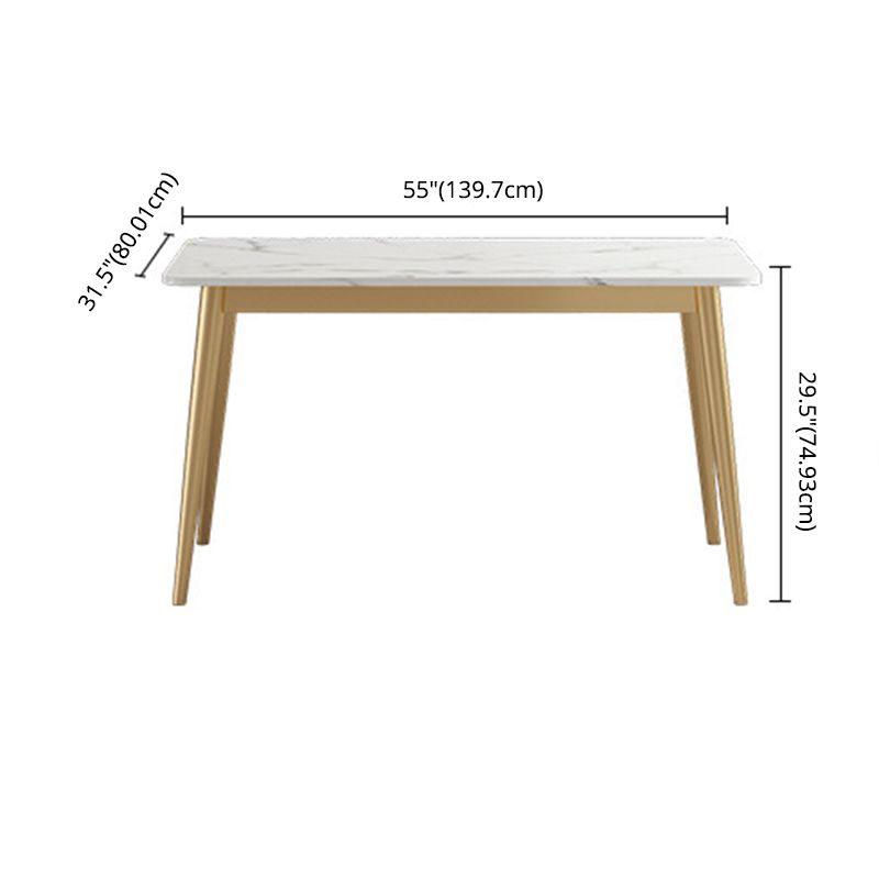 Moderne stijl gesinterde stenen eettafel met 4 gouden benen basis voor huisgebruik