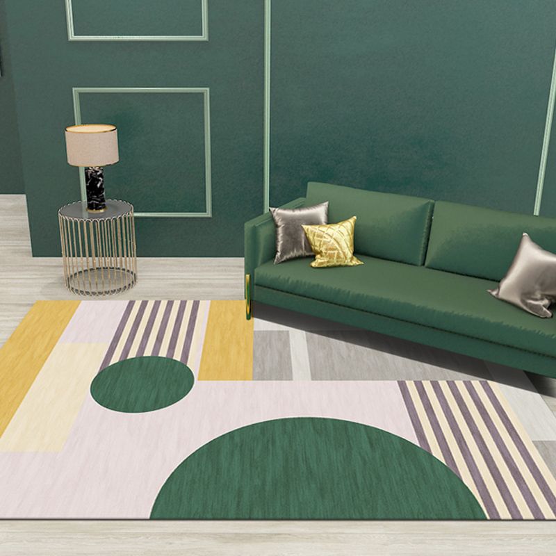 Pastel Color Living Room Indoor Rug Contemporary Colorblock Carpet Polyster Stain-Resistant