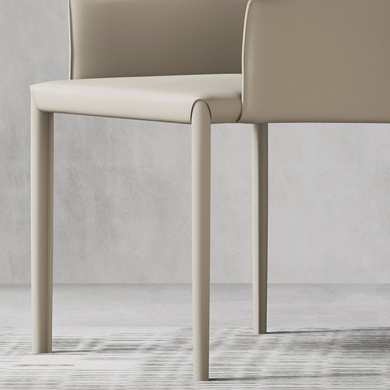 Minimalist Solid Back Chair for Home Use Leather Dining Side Chair