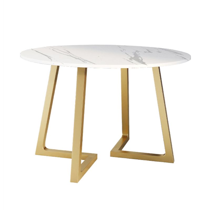 Stone Top Dining Table Contemporary Table with Sled Base in Gold