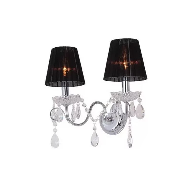 Garniture de tissu Sronce Contemporain 2 Bulbes Mur Crystal Lightture pour le salon en noir