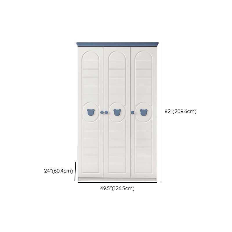 White Wood with Garment Rod Shelved Door Manufactured Wood Armoire Closet