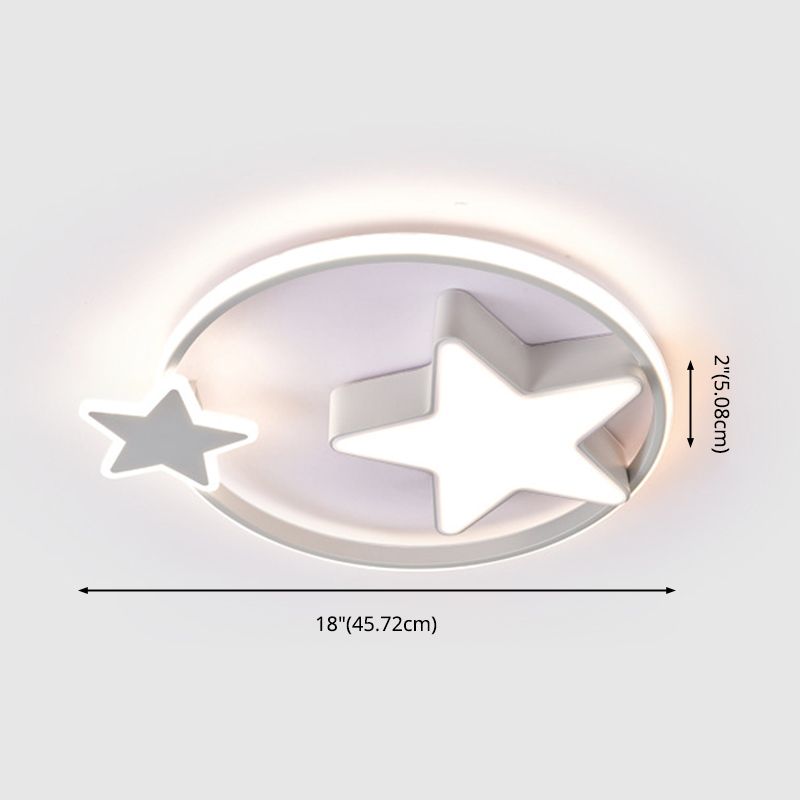Kids Stars Shape Flush Mounted Ceiling Light Acrylic LED Bedroom Close to Ceiling Lighting