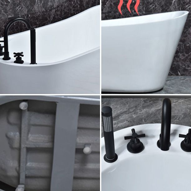 Modern Acrylic Freestanding Bathtub Soaking Single Slipper Tub in White
