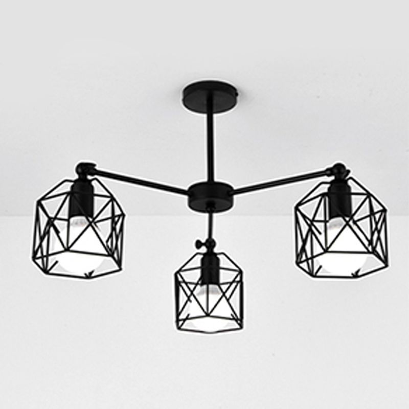 Nordic Style Ceiling Light Iron Frame Shape Adjustable Ceiling Lamp for Bedroom