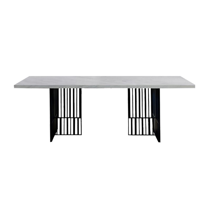 Rectangle Dining Site Table White and Black Dinner Room Kitchen Table