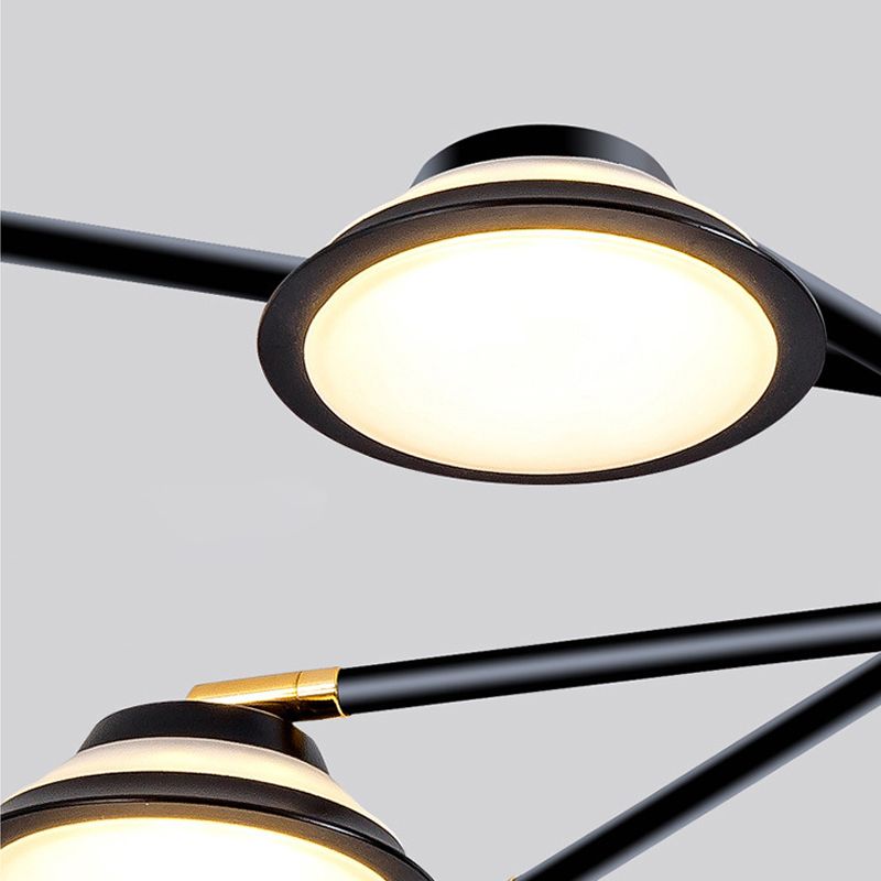 Black Starburst lampadario leggero contemporaneo 10 teste kit di luce a sospensione in metallo per soggiorno