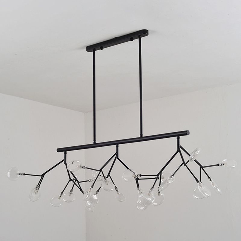 Luz de la isla de Firefly creativa moderna Luz colgante de hierro forjado Sputnik con sombra acrílica