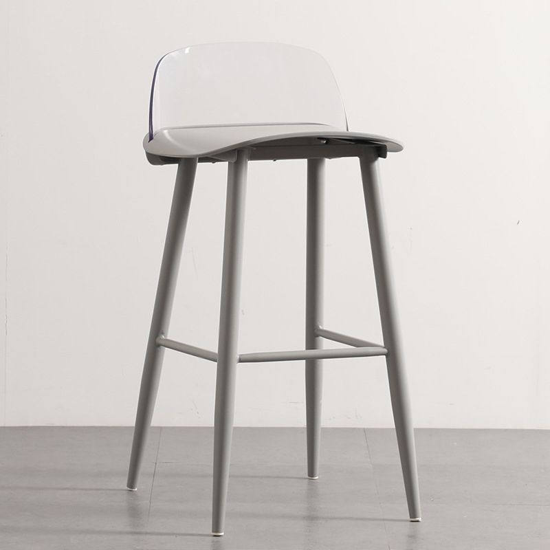Modern Backrest Armless Counter Stool Iron Cafe Bar Stool with Acrylic Seat and Pedal