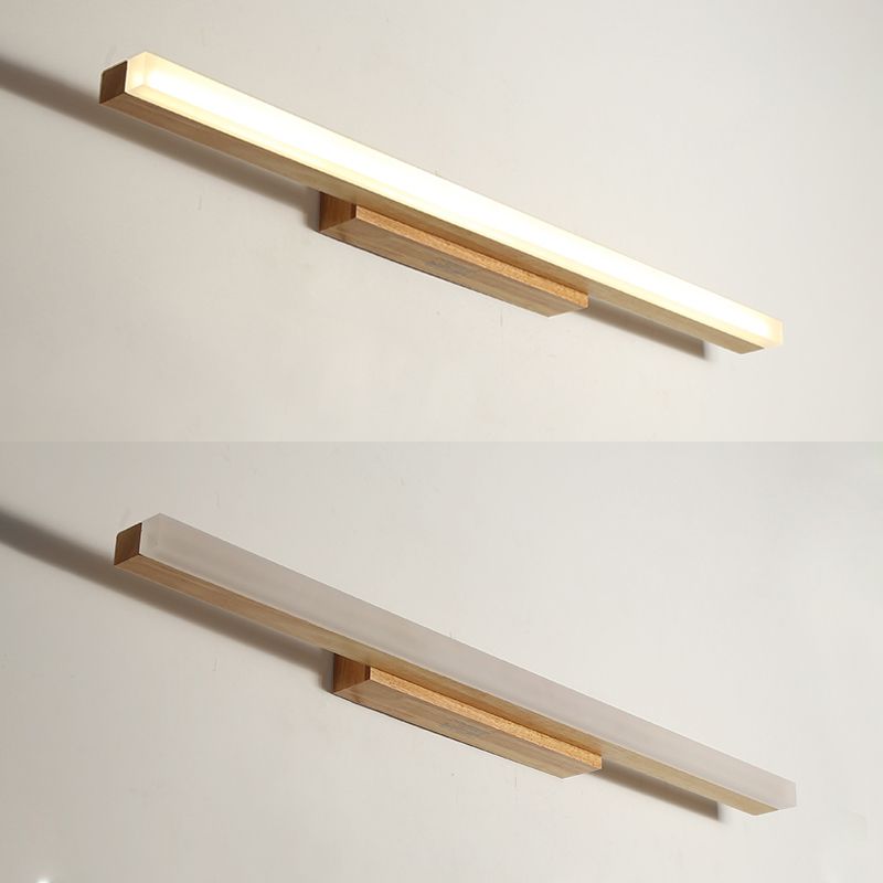 Metal Linear Shade Mirror Wall Lights Modern 1 Head Wall Mount Fixture in Brown