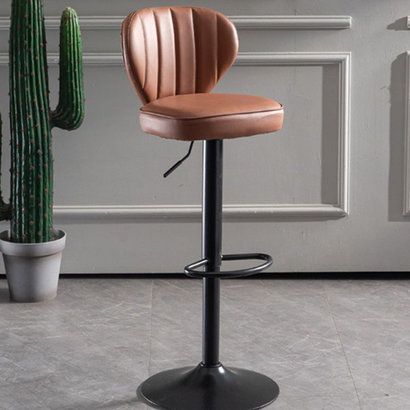 Contemporary Bar-stool Liftable Leather Counter Bar Stool with Metal Legs