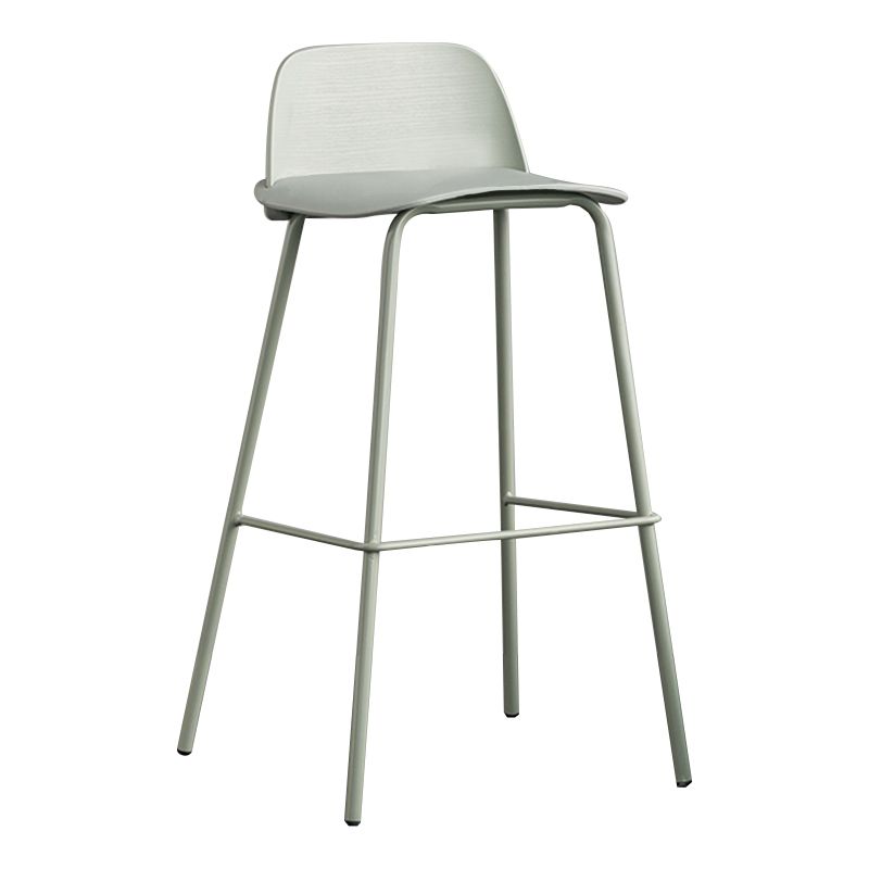 Rectangular Modern Plastic Bar Stool Backrest Footrest Counter Stool with Iron Legs