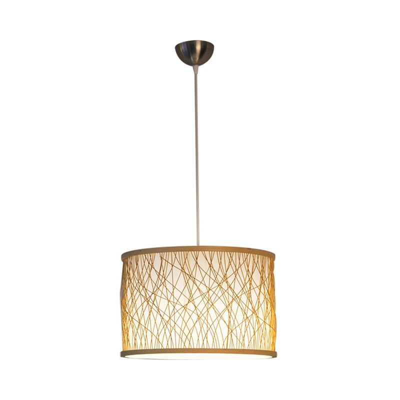 Modernismo Cilíndrico Colgante de colgante Bambú 1 bombilla Luz colgante de lámpara en madera