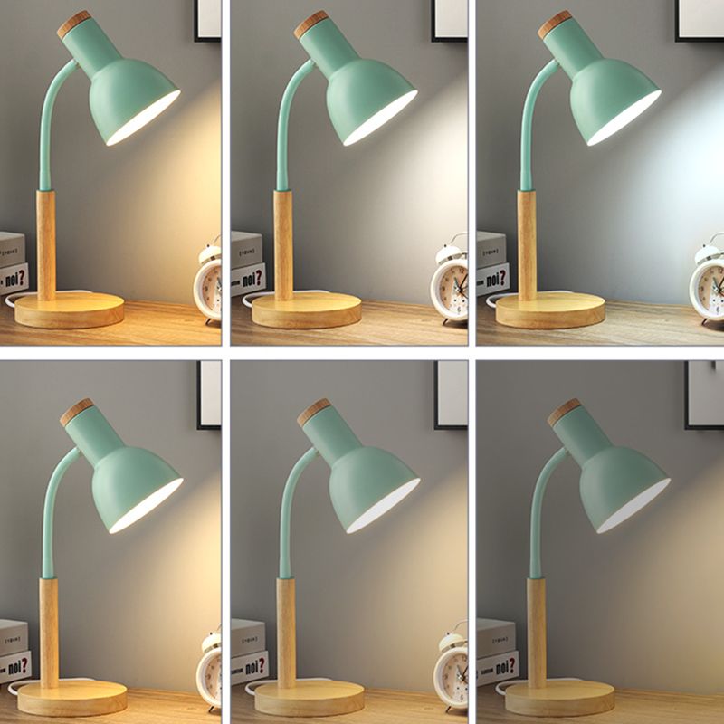 Macaroon Style Night Table Lamps Bell 1-Light Nightstand Lights with Metal Shade for Bedroom