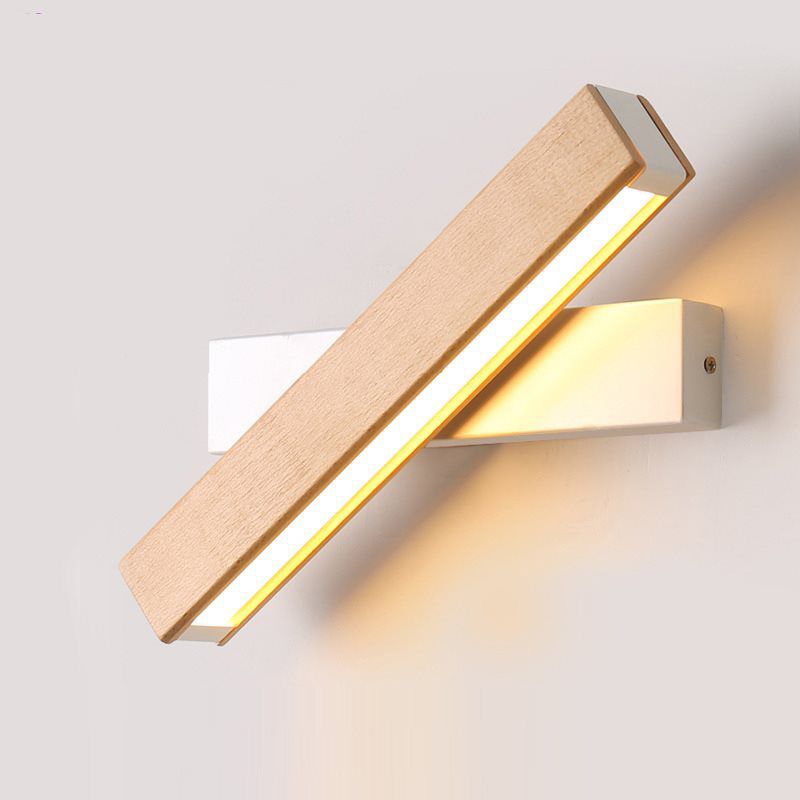 Lámpara de pared rectangular moderna madera de madera 1 apliques de luz