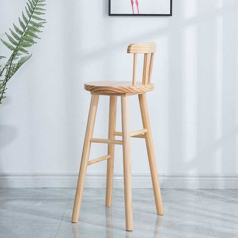 Cafe Modern Simple Barstool Wood 4 Legs Bar Stool with Pedal