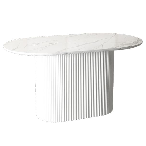 Mesa de comedor ovalado contemporánea de la base de madera sólida con base de pedestal