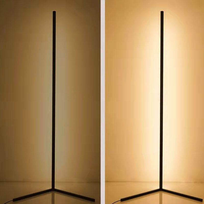 Lampada da pavimento lineare contemporanea Metal Black 55 "Luce al pavimento a LED alto per soggiorno