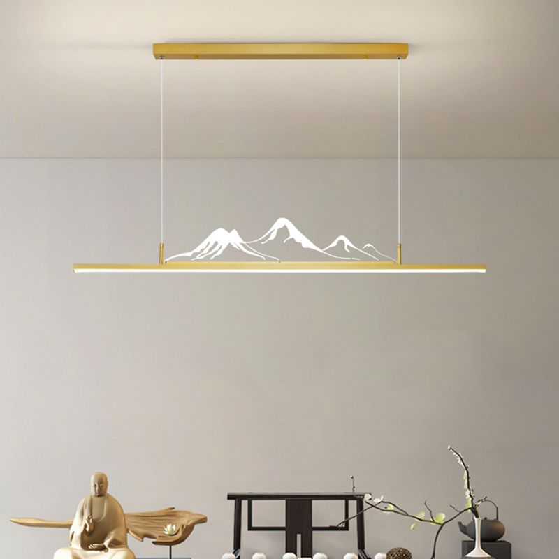 Chinese Modern Aluminum Chandelier Lamp Linear LED Island Pendant for Tea Room