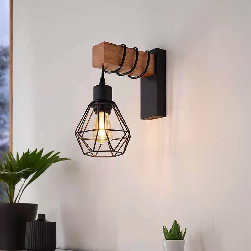 Metal Geometric Wall Light Sconce Industrial 1 Light Wall Mounted Lamp