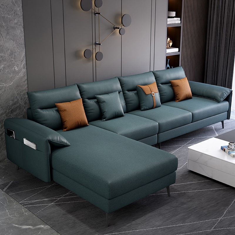 Contemporary Sectional with 4 Pillows Back and Storage Pillow Top Arm