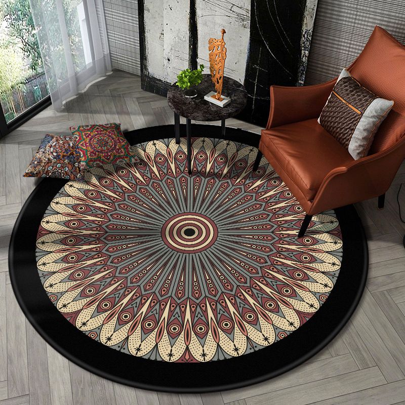 Nostalgic Multicolor Tribal Print Rug Polypropylene Moroccan Carpet Pet Friendly Stain Resistant Non-Slip Rug for Great Room