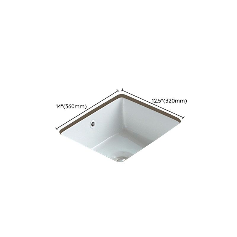 Traditional Undermount Bathroom Sink Porcelain with Overflow Basin Sink