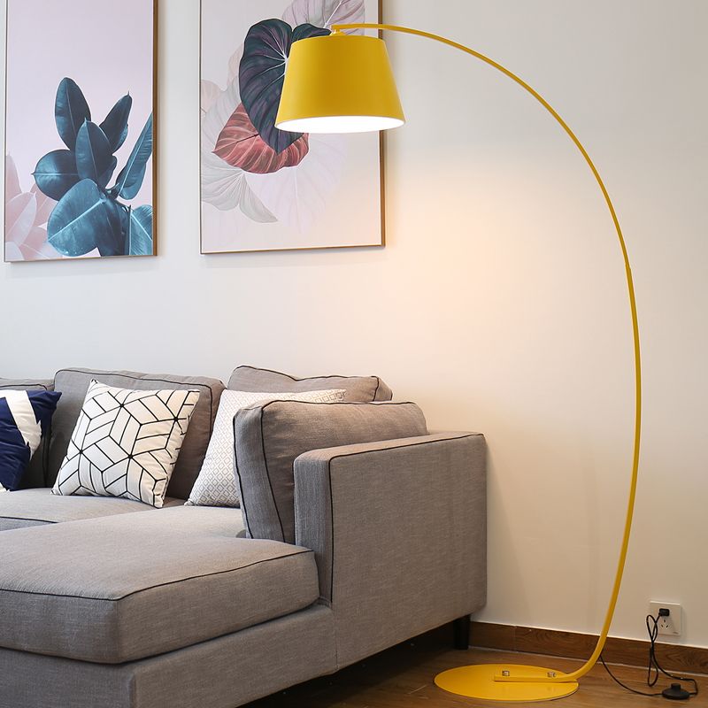 Macaron Metal Floor Reading Lamp Arcuate 1-Light Floor Light for Living Room