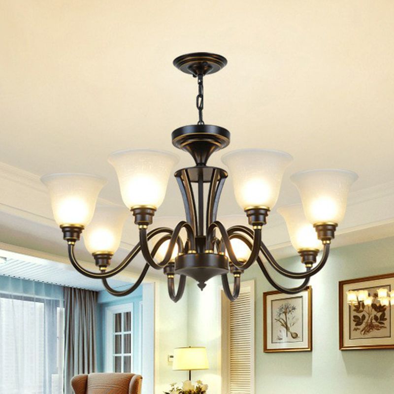Rustikale glockenförmige Suspension lichtcreme Glas Kronleuchter Beleuchtung für Esszimmer