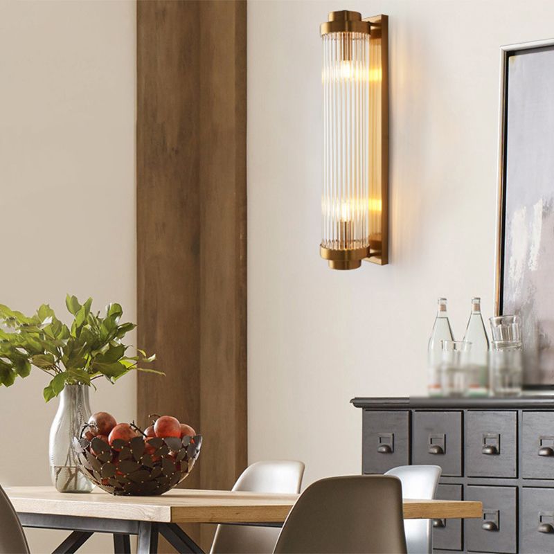 Crystal Cylinder Shape Wall Lighting Modern Style 2 Lights Wall Light Sconce