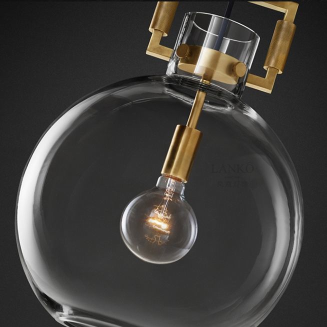 Stile industriale sospeso a sospensione vetro trasparente 1 testa a testa leggera per il ristorante Cafe