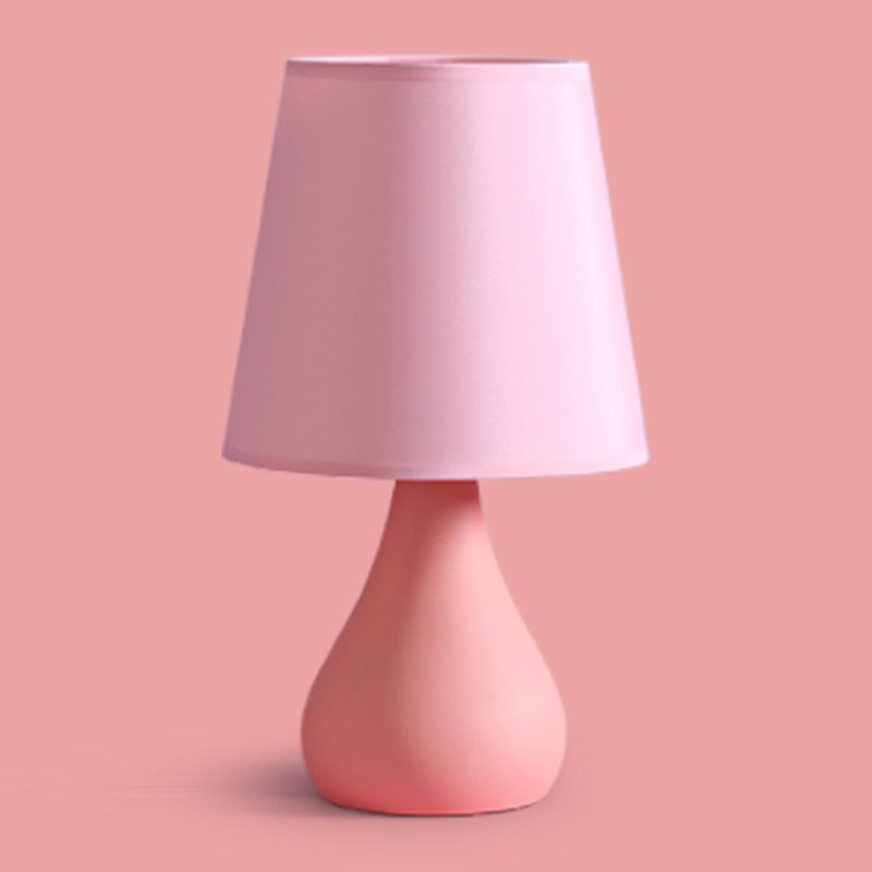 Macaron Cone Shape Table Light Fabric Bedroom Night Table Lamp