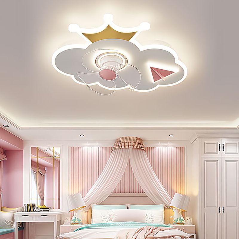 Multi Light Ceiling Fan Light Modern Style Metal Ceiling Fan Lighting for Living Room