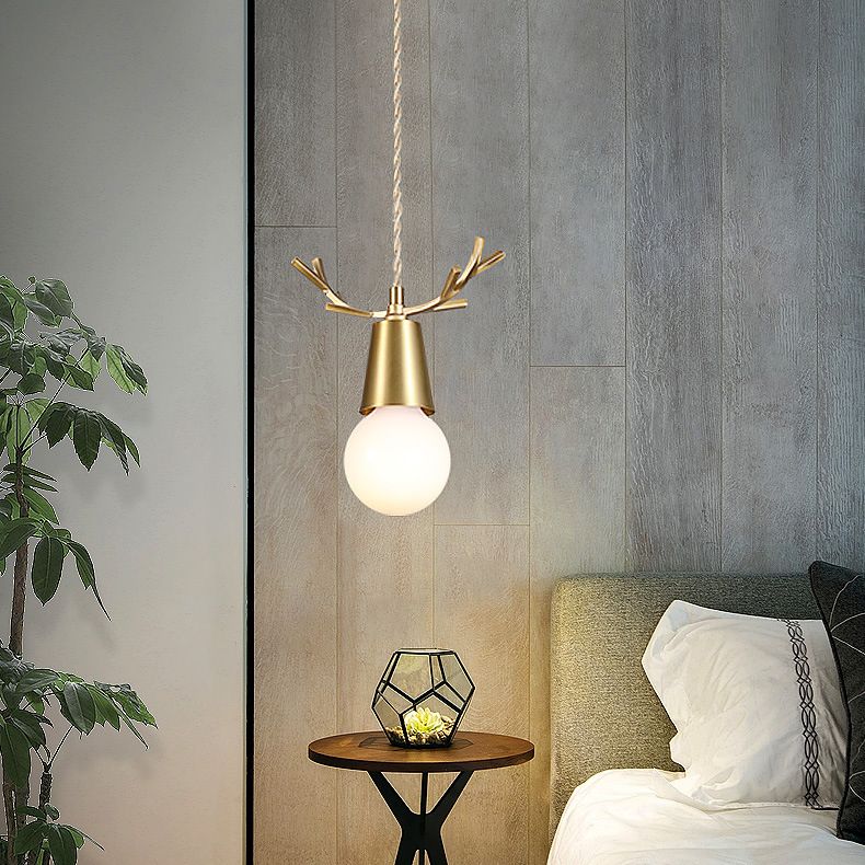 Geweih Metallheizes Licht Nordic Style Messing Down Lighting Anhänger für Esszimmer