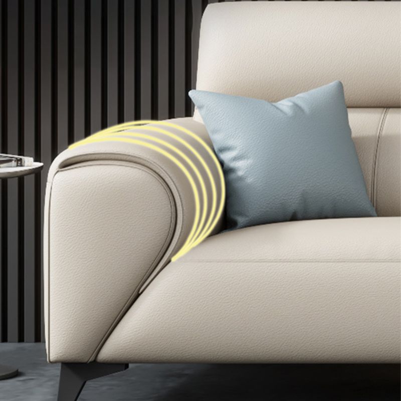 Contemporary Faux Leather Stationary Living Room Recessed Arm Sofa Chaise