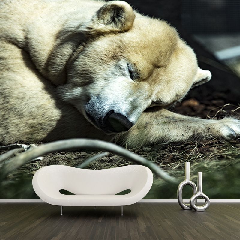 Polar Bear Mural Wallpaper Mildew Resistant Wall Covering for House Interior