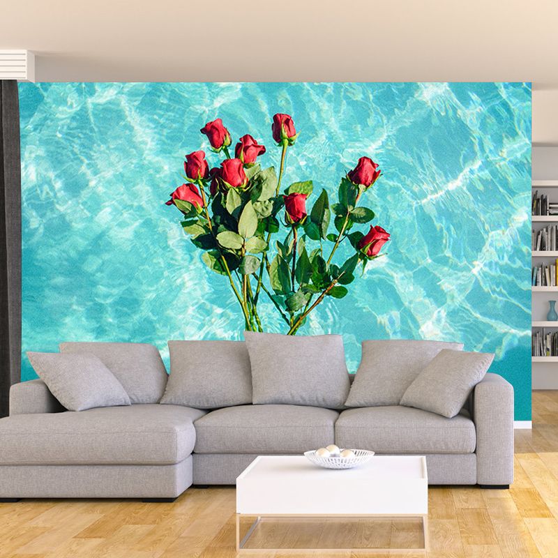 Modern Style Wall Mural Wallpaper Beautiful Roses Bedroom Wall Mural