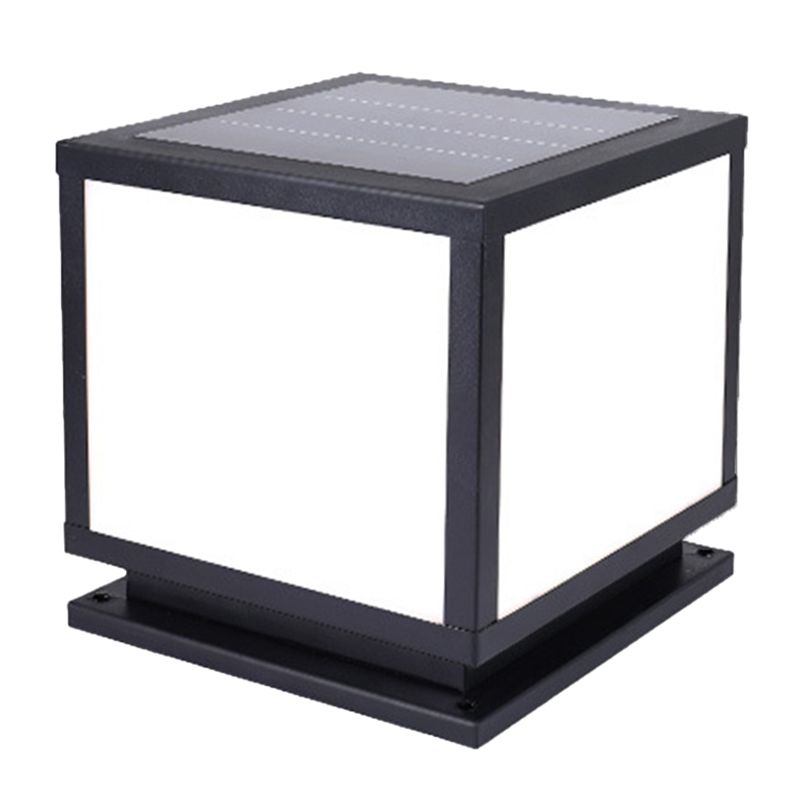 Contemporary LED Pillar Light Simple Black Solar Lighting Fixture for Garden