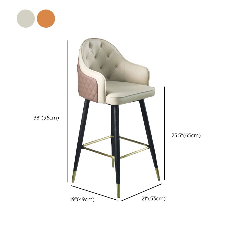 Glam Leather Bar Stool Backrest Counter Stool for Bristol with Metal Legs