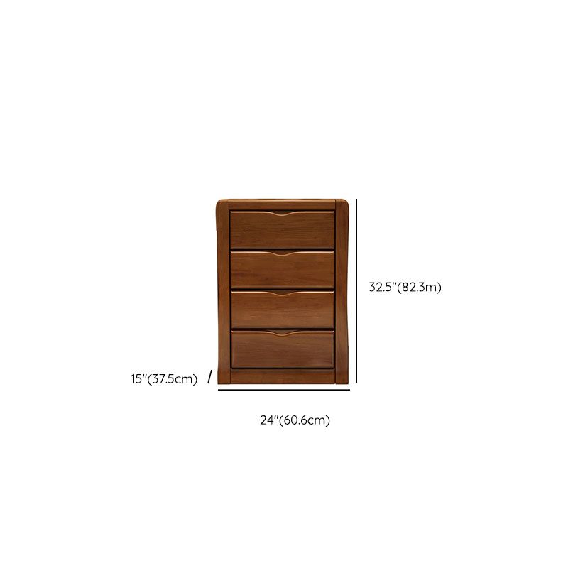 Contemporary Rubber Wood Storage Chest Home Brown Chest with Drawers