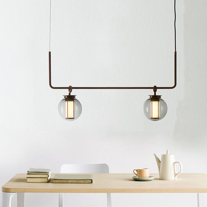 Vetro 2 luci isola illuminazione a sospensione sferico isola industriale lampade per bar