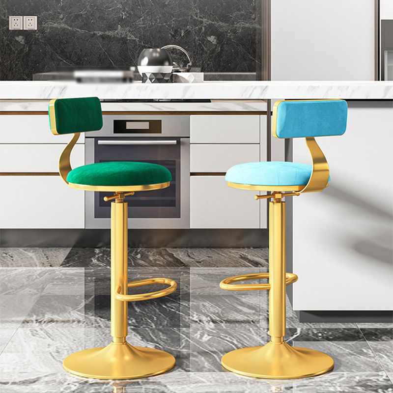 Taburete giratorio ajustable Glam, taburete de bar de cocina de hierro con cojín de terciopelo