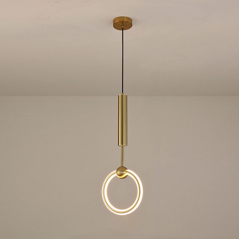Gouden cirkelvormige led hanglamp in moderne eenvoud smeedijzeren hangende lamp met siliconen schaduw