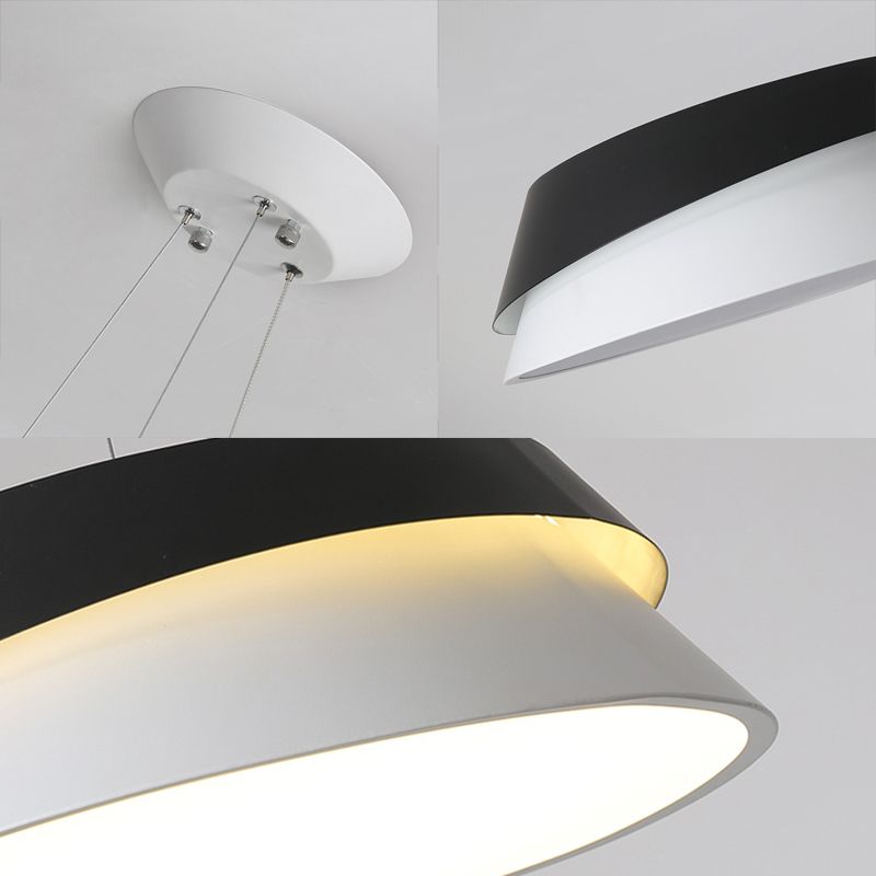 Kit de luz colgante de cono negro LED de techo colgante acrílico moderno en luz cálida/blanca