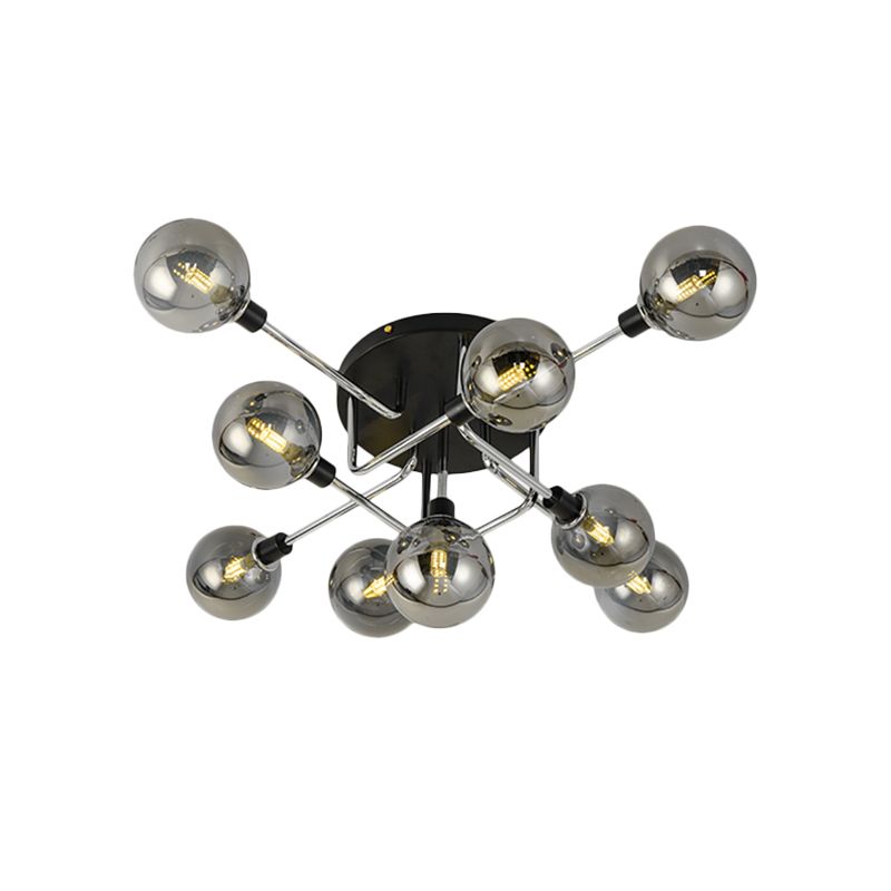 Glass Globe Shade Ceiling Light Contemporary Style Semi Flush Mount Light for Villa Dining Room