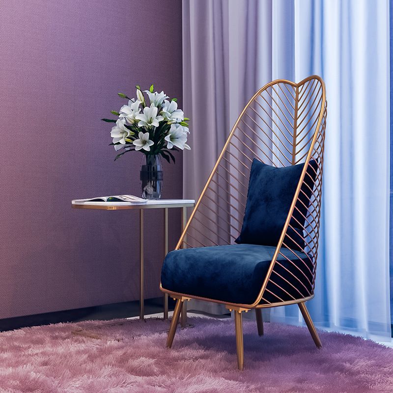 Glam Style Armless with Pillow Back Cushioned Metal Base Accent Chair