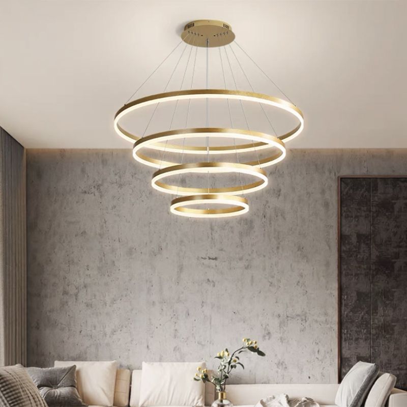 Rings Ceiling Pendant Light Modern Style LED Metal Hanging Chandelier