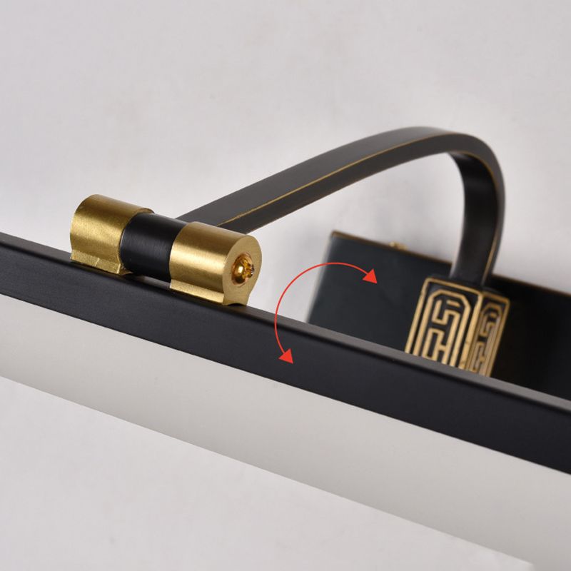 Chinese Style Mirror Cabinet Bathroom Wall Lights Black Metal Linear Shade LED Ambient Vanity Lighting