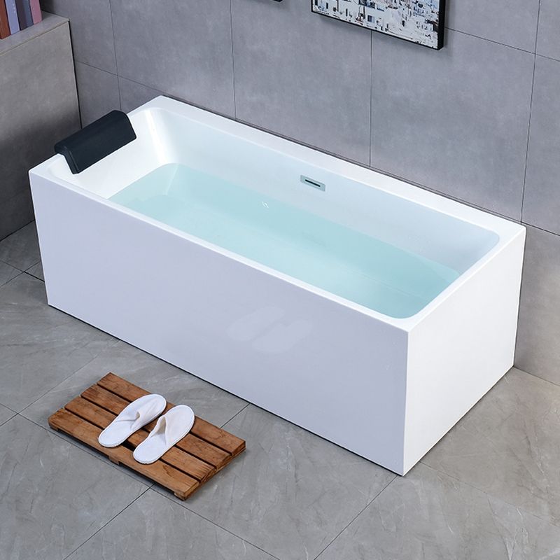 Modern Rectangular Bathtub Center White Freestanding Acrylic Bath